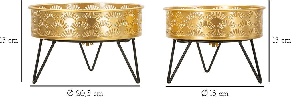 CONJUNTO DE 2 PORTA-VASOS ZANNY DOURADO E PRETO Ø 20,5X13-18X13 CM (PLANTAS NÃO INCLUIDAS)