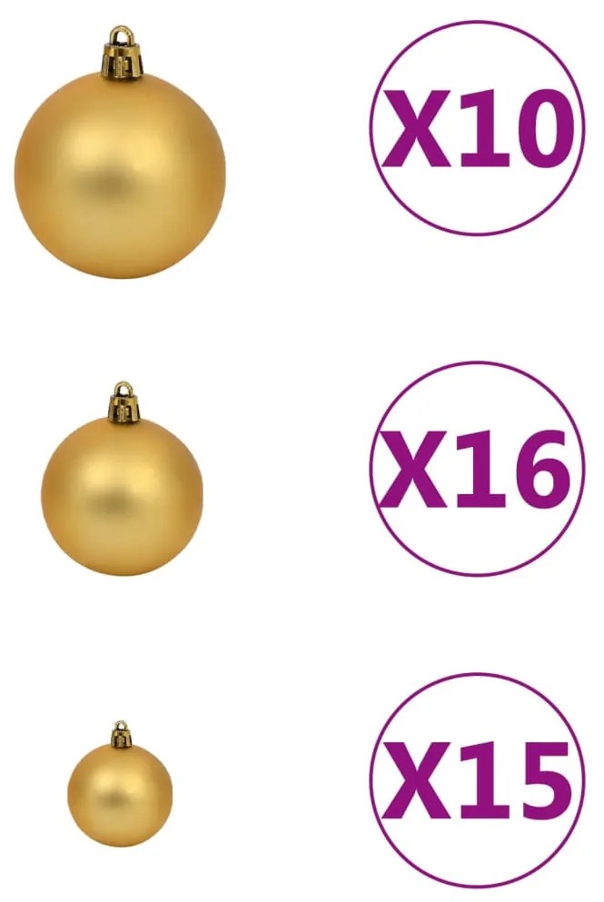 Árvore de Natal de 210cm com 300 Luzes LED,  120 Bolas, 1 Pico e Efeit