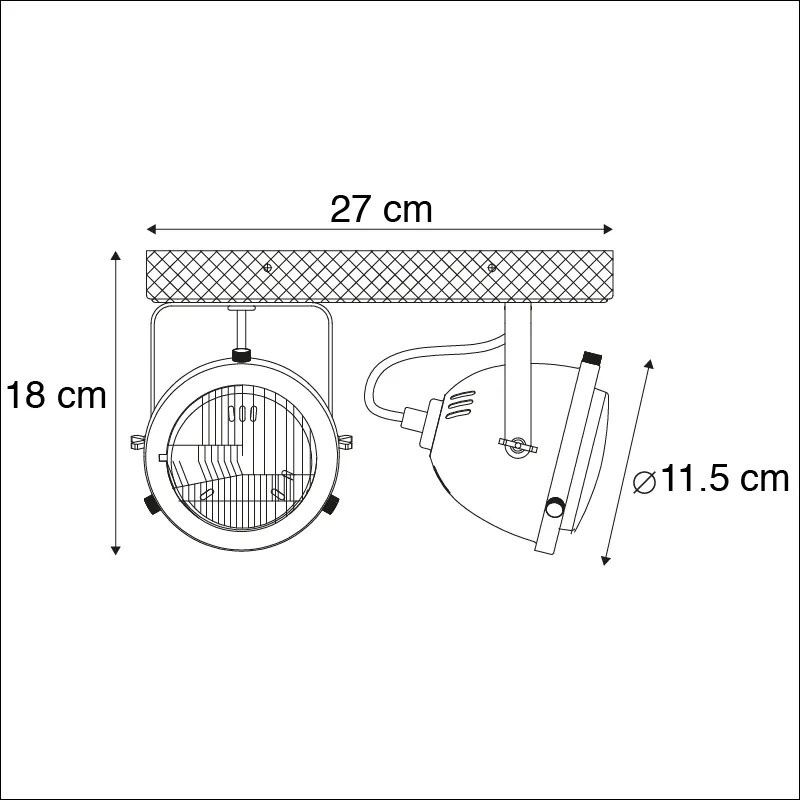 Foco Industrial Inteligente Cinzento com Madeira Incl. 2 GU10 WiFi - Emado