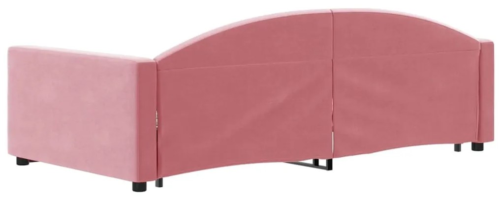 Sofá-cama com gavetão 100x200 cm veludo rosa