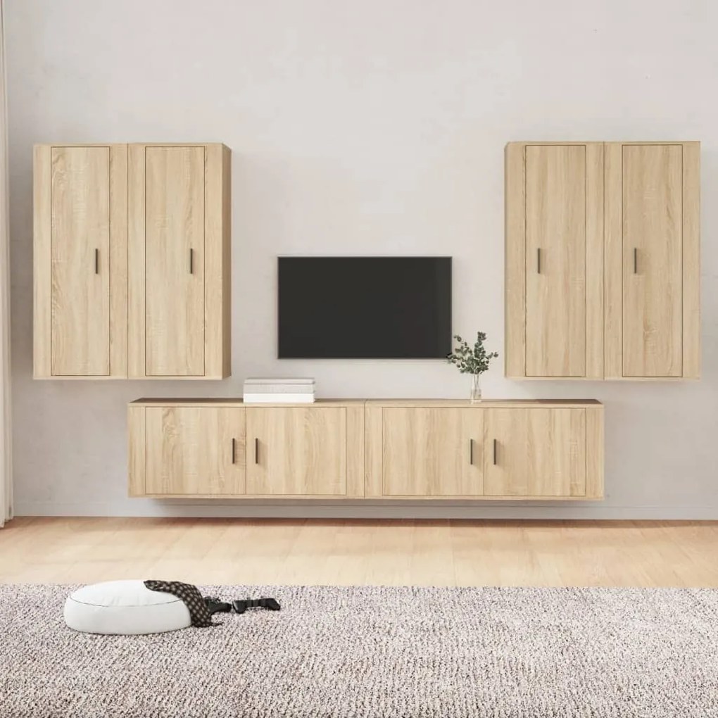 vidaXL Conjunto móveis de TV 6 pcs madeira processada carvalho sonoma