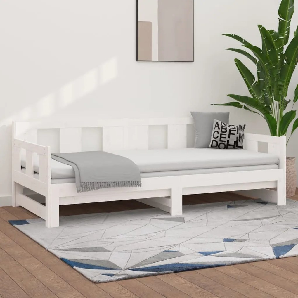 vidaXL Estrutura sofá-cama de puxar 2x(80x200) cm pinho maciço branco