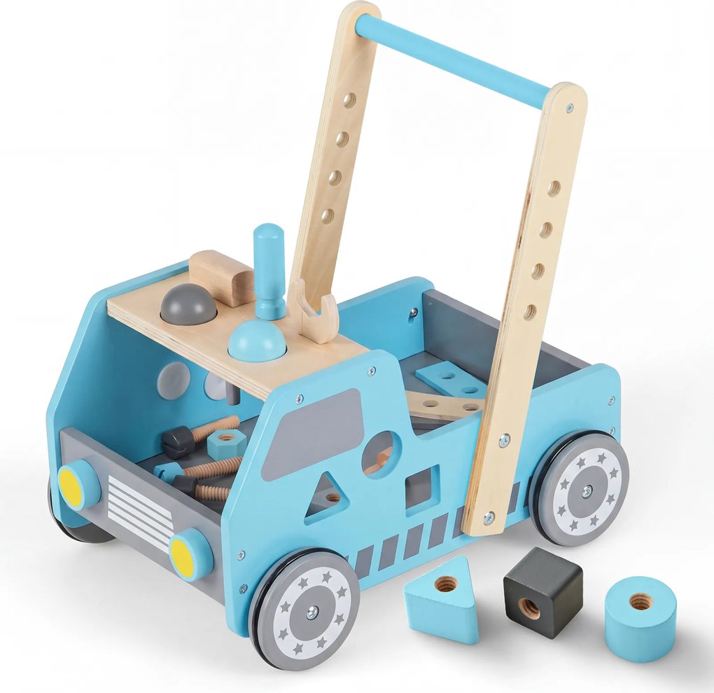 Andador de Empurrar 2 em 1, 41 x 31 x 42 cm, Banco de Ferramentas Multifuncional, Azul