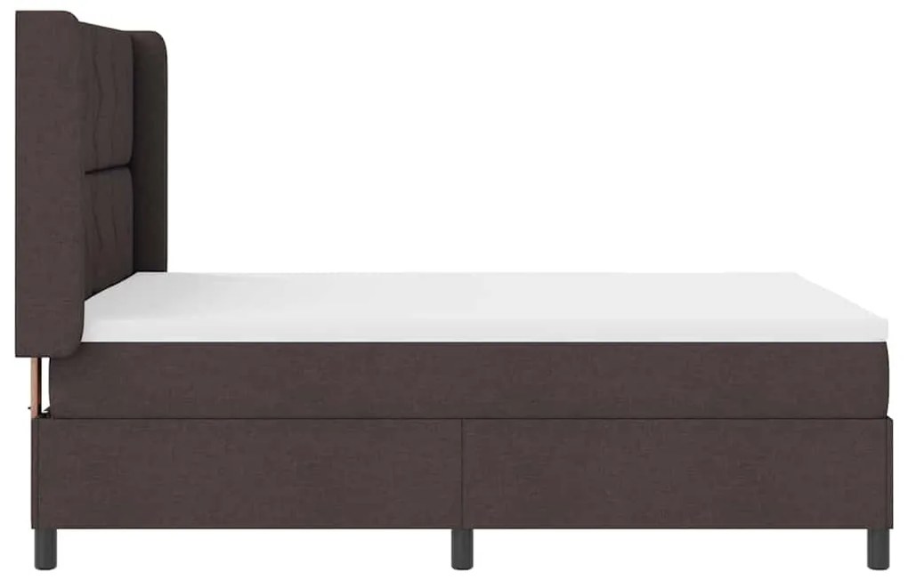 Cama Box com Colchão Marrom Escuro 140x190 cm em Tecido