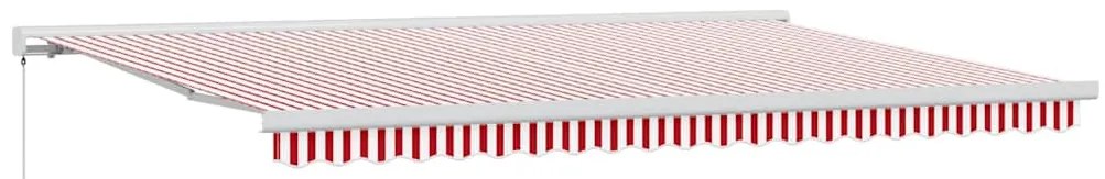 Toldo Manual Retrátil Vermelho e Branco Listrado 500x300 cm