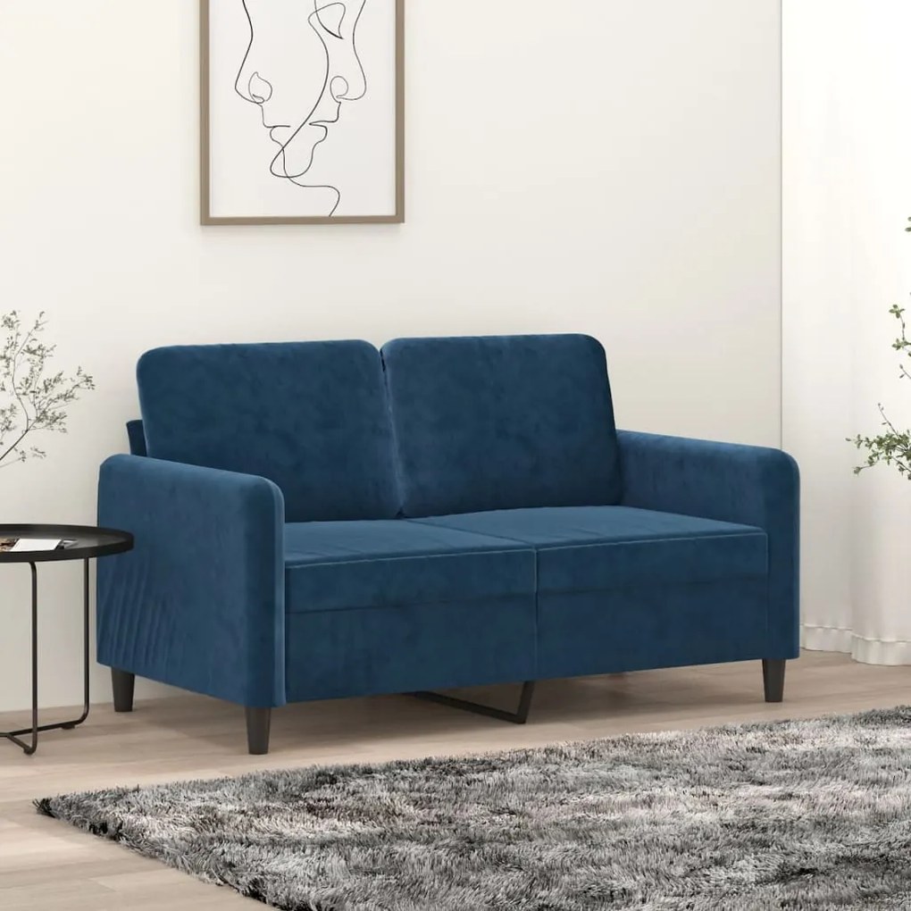 vidaXL Sofá de 2 lugares veludo 120 cm azul