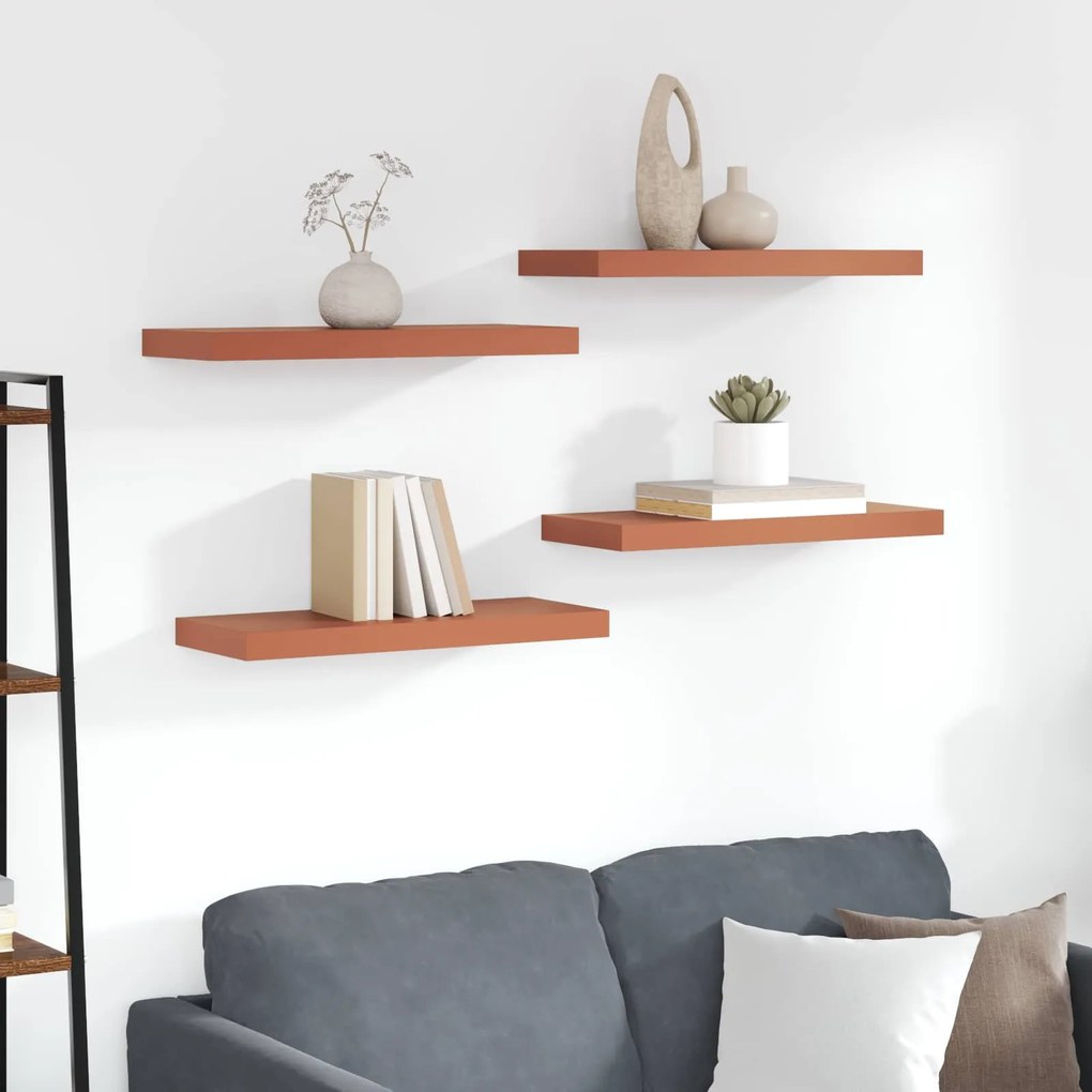 vidaXL Prateleira de Parede 4 pcs Vermelho 60 x 23 x 4 cm