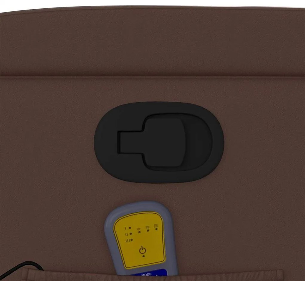 Poltrona de massagens reclinável couro artificial castanho