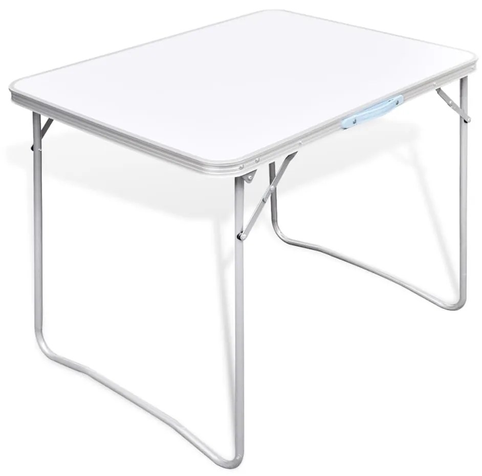 Mesa de campismo, dobrável, com estrutura de metal, 80 x 60 cm