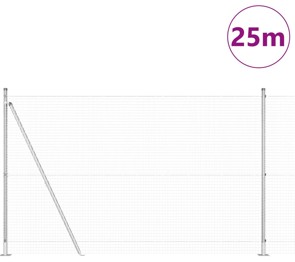 Cerca de Arame Soldado com 13 Postes Flangeados 1.5x25 m Aço Galvaniza