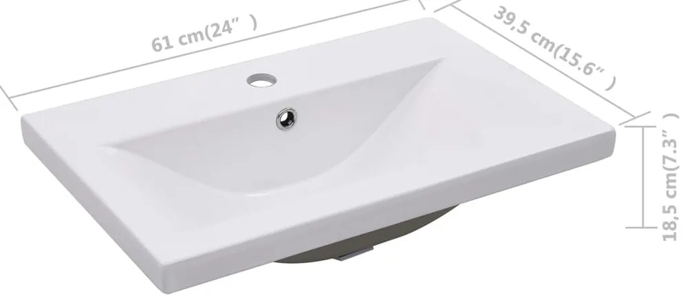 Lavatório embutido 61x39,5x18,5 cm cerâmica branco