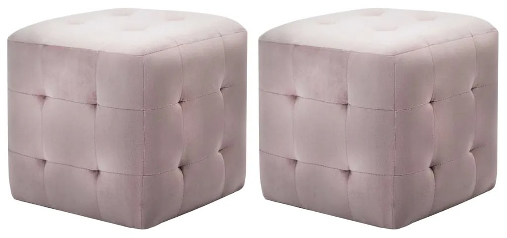 vidaXL Pufe 2 pcs 30x30x30 cm veludo rosa