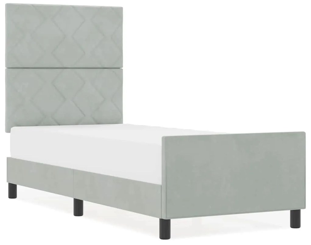 Cama vidaXL Cinza Claro 80x200 cm Veludo