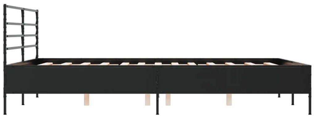 Estrutura de cama 160x200 cm derivados de madeira/metal preto