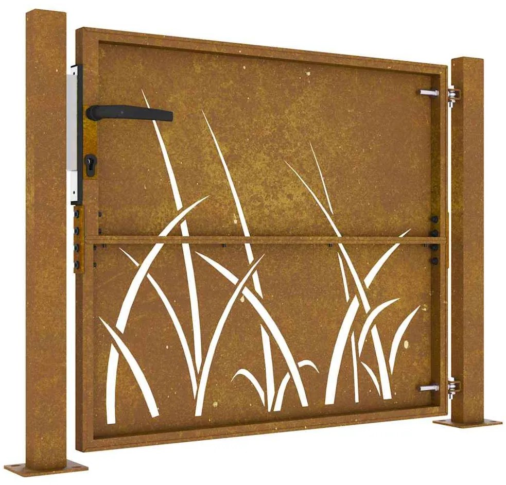 Portão de jardim 105x80 cm aço corten design erva