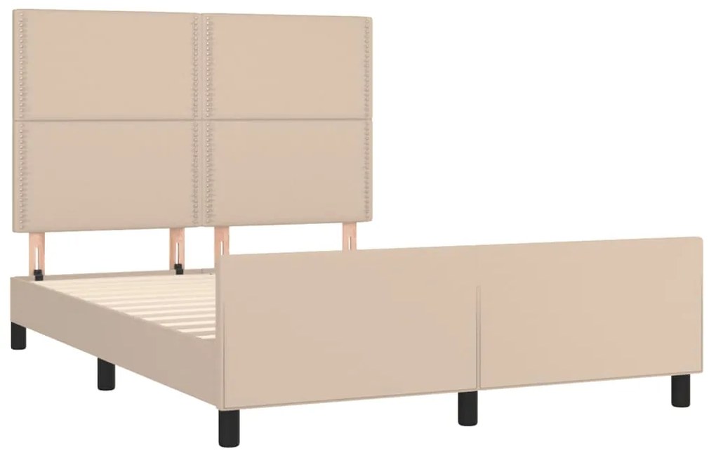 Estrutura cama cabeceira 140x200 cm couro artificial cappuccino