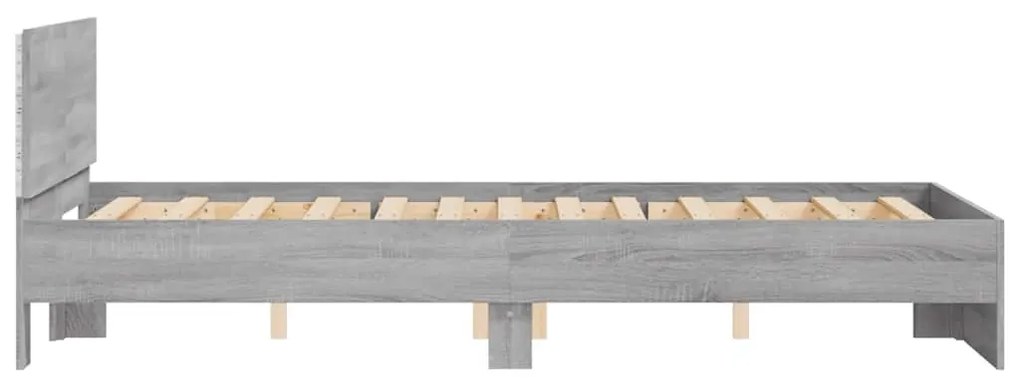 Estrutura cama c/ cabeceira/luzes LED 140x190cm cinzento sonoma