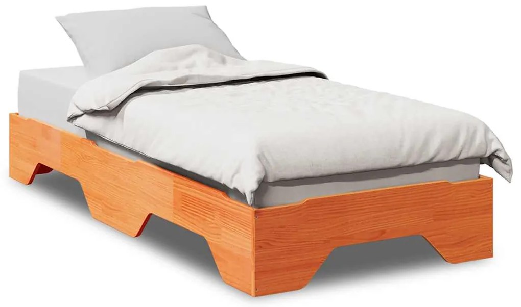 Cama sem colchão empilháveis 100x200 cm madeira castanho-mel