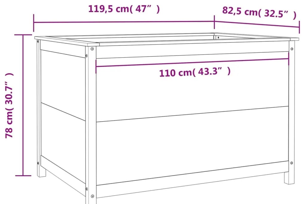 Canteiro elevado de jardim 119,5x82,5x78 cm pinho maciço cinza