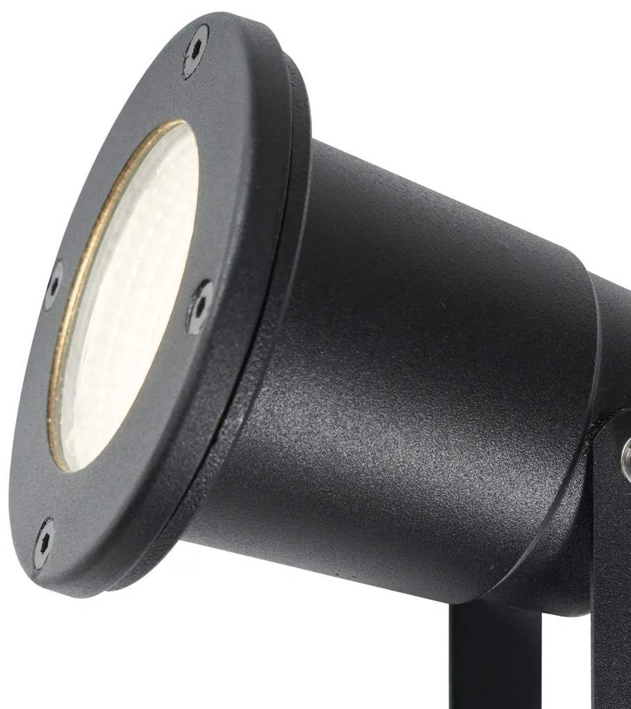 Foco de jardim preto com LED ajustável IP65 com cabo e ficha - Basic Moderno