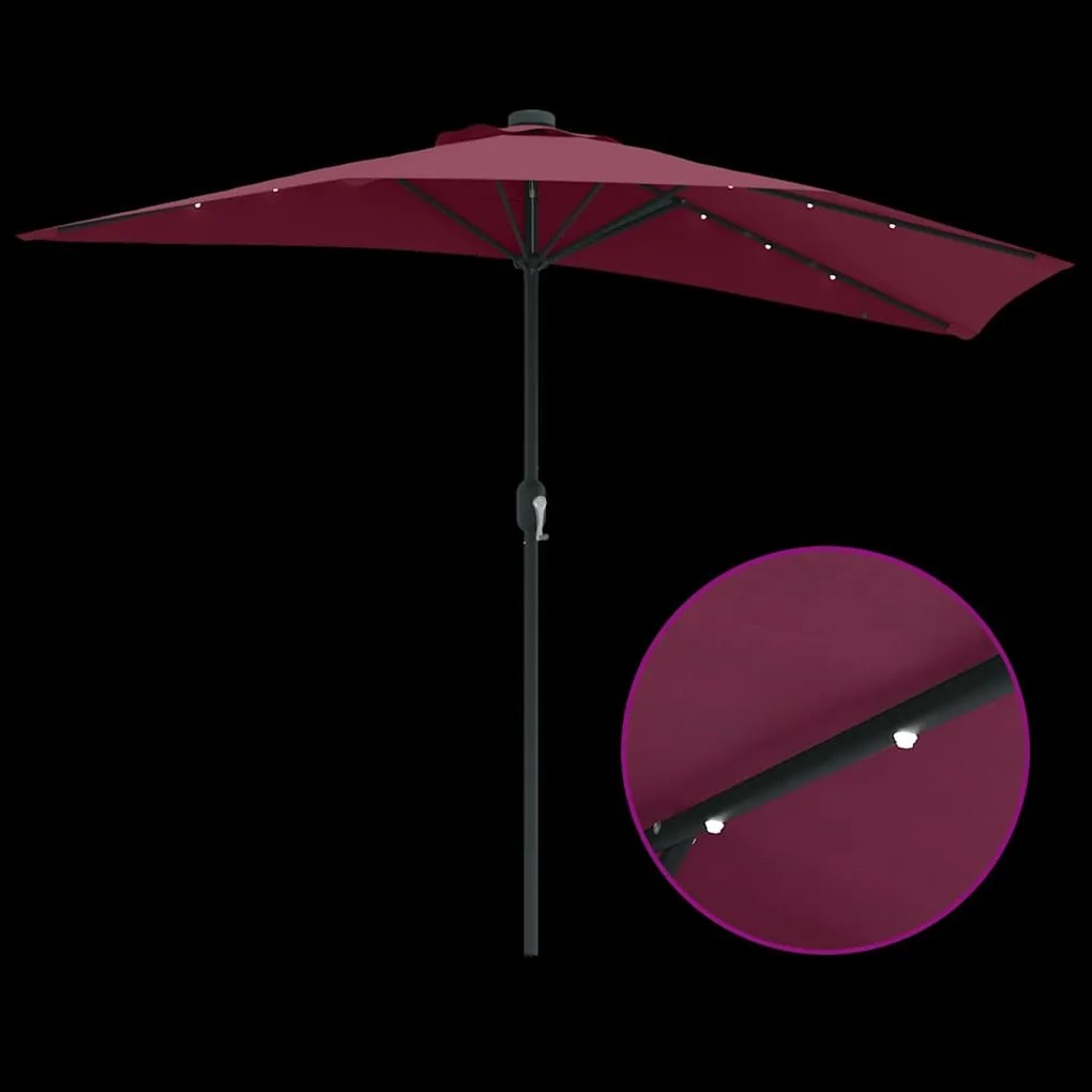 Guarda-sol de Jardim Vermelho bordô 294 x 150 x 224 cm tecido