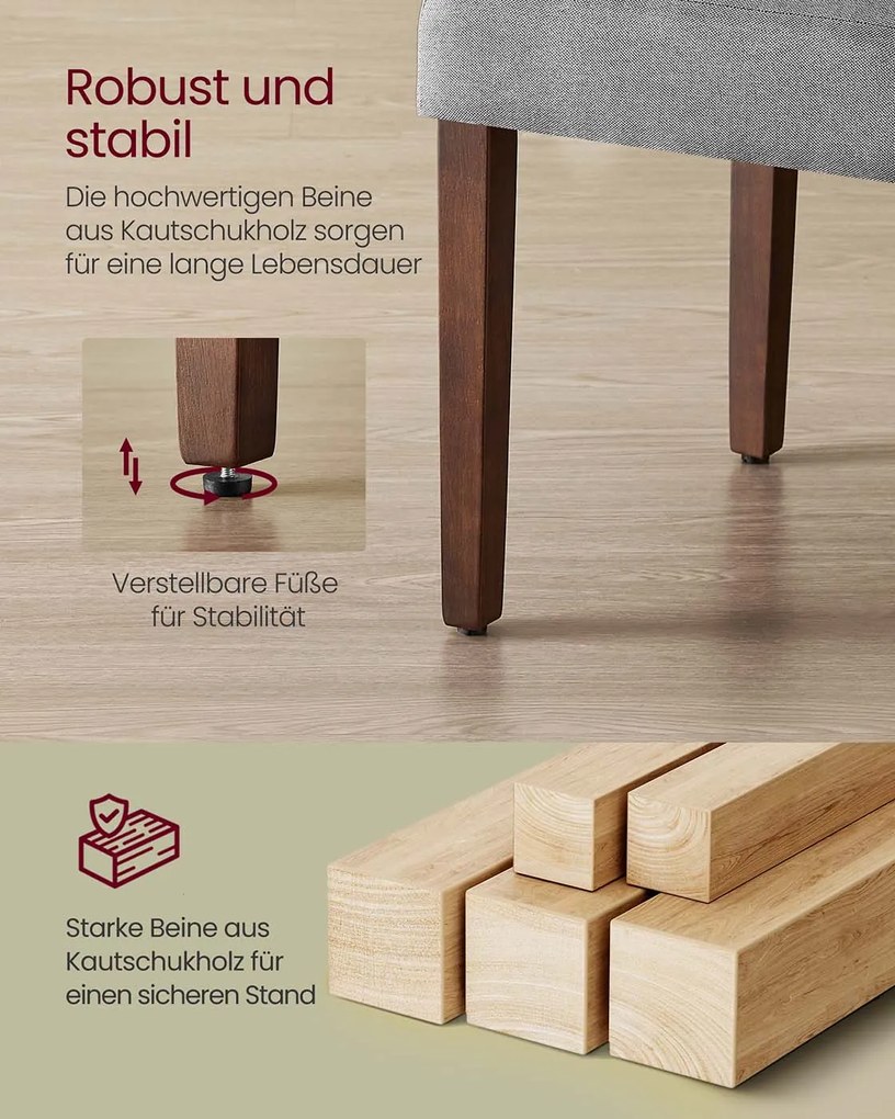 Conjunto de 2 cadeiras de sala de jantar com encosto alto e almofada confortável cinzento