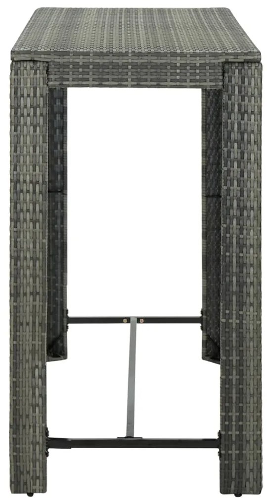 9 pcs conjunto de bar p/ jardim c/ almofadões vime PE cinzento