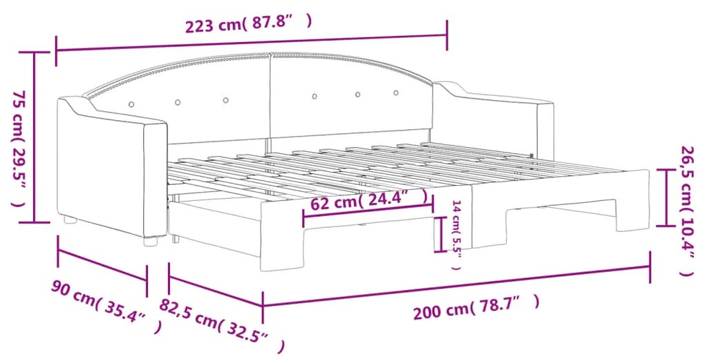 Sofá-cama com gavetão 80x200 cm tecido cinzento-acastanhado