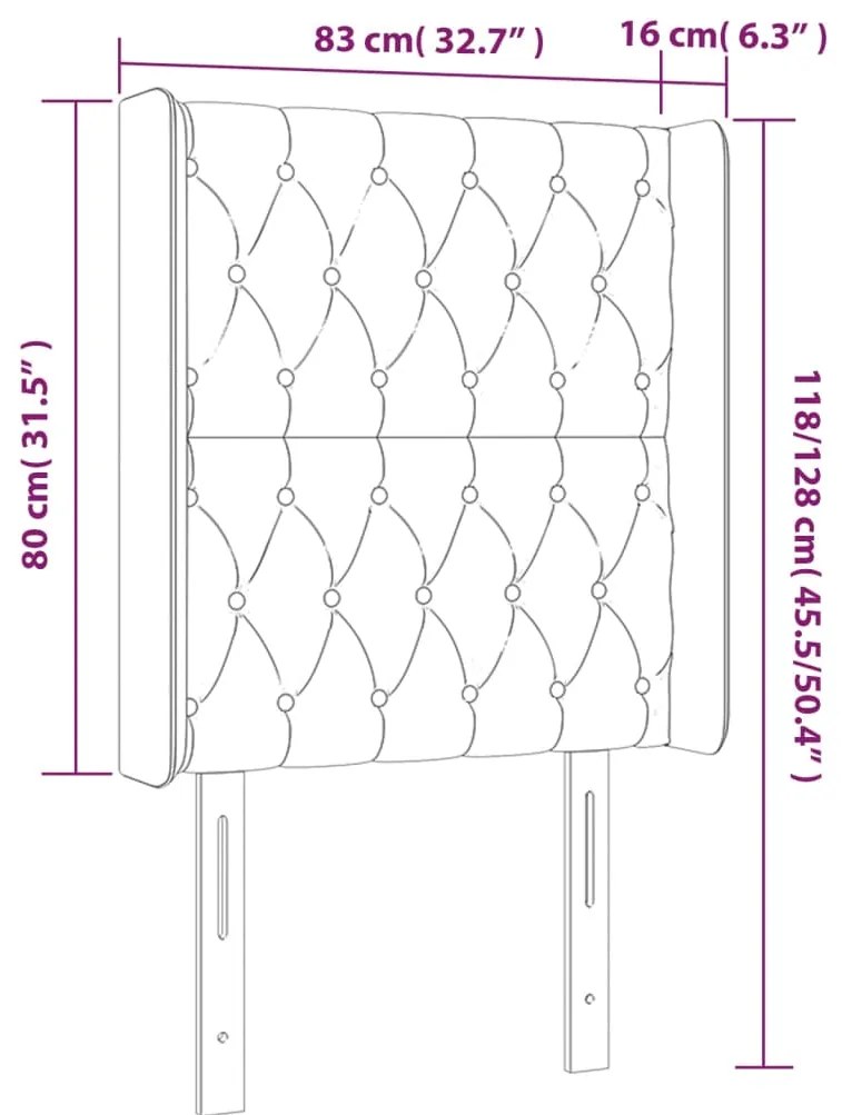 Cabeceira cama c/ LED tecido 83x16x118/128 cm cinza-acastanhado