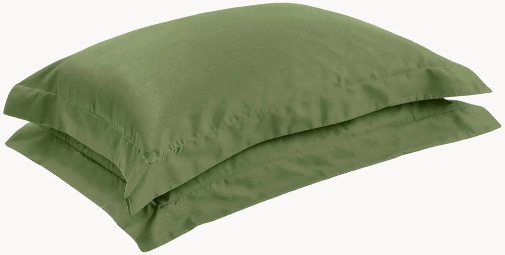 Fronhas de almofada em cetim de algodão Olive Green, conjunto de 2