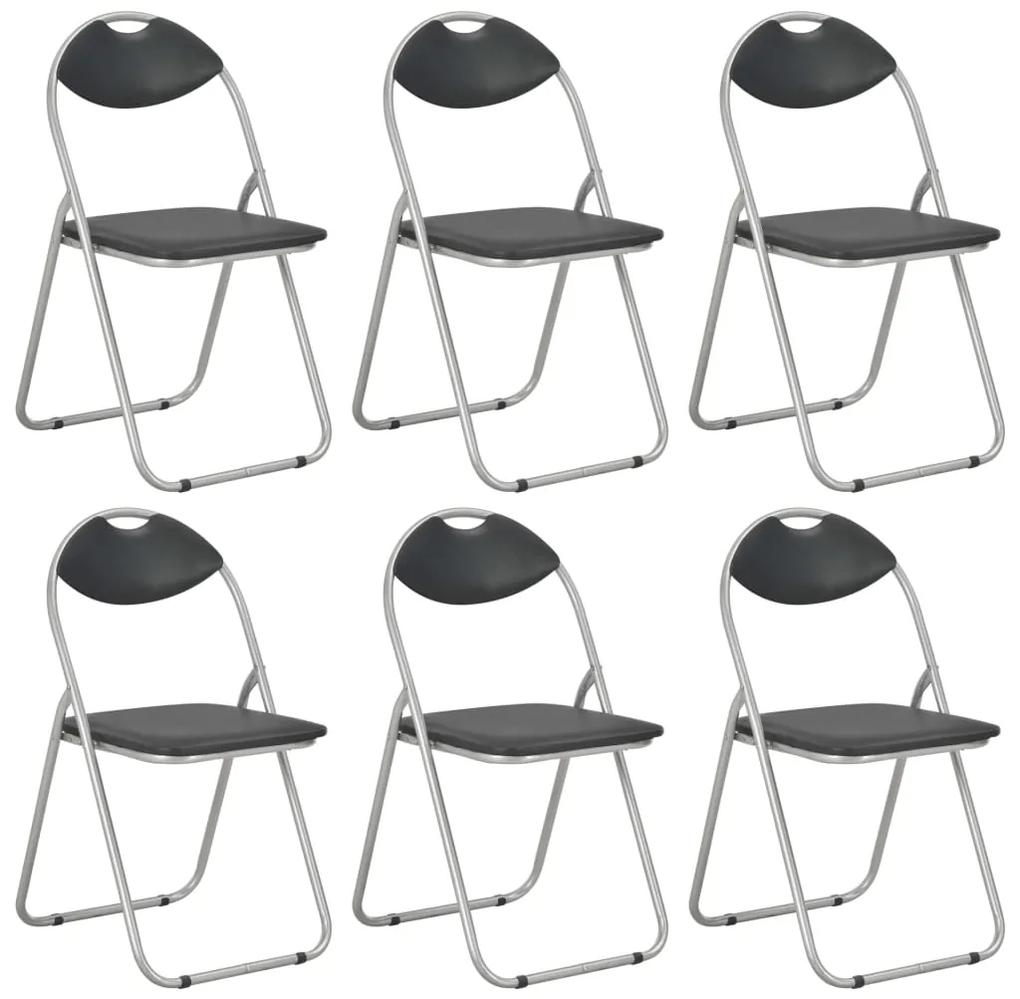 Cadeiras de jantar dobráveis 6 pcs couro artificial preto