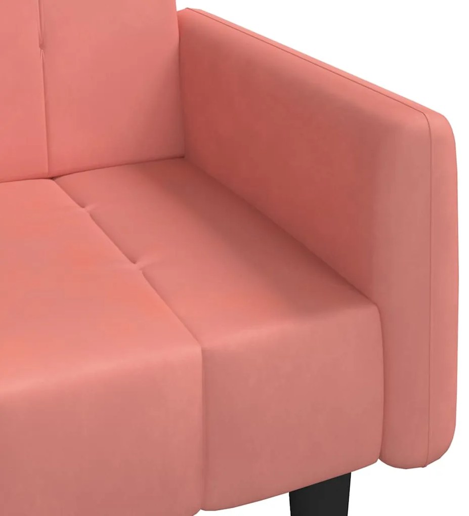 Sofá-cama de 2 lugares veludo rosa