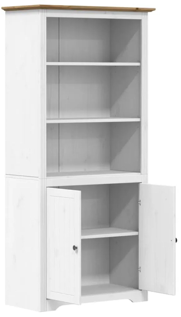 Estante BODO 82x40x173 cm madeira pinho maciça branco/castanho