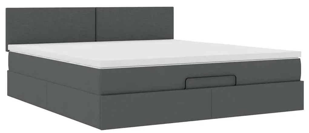 Estrutura de cama otomana com colchão 180x200cm cinzento escuro
