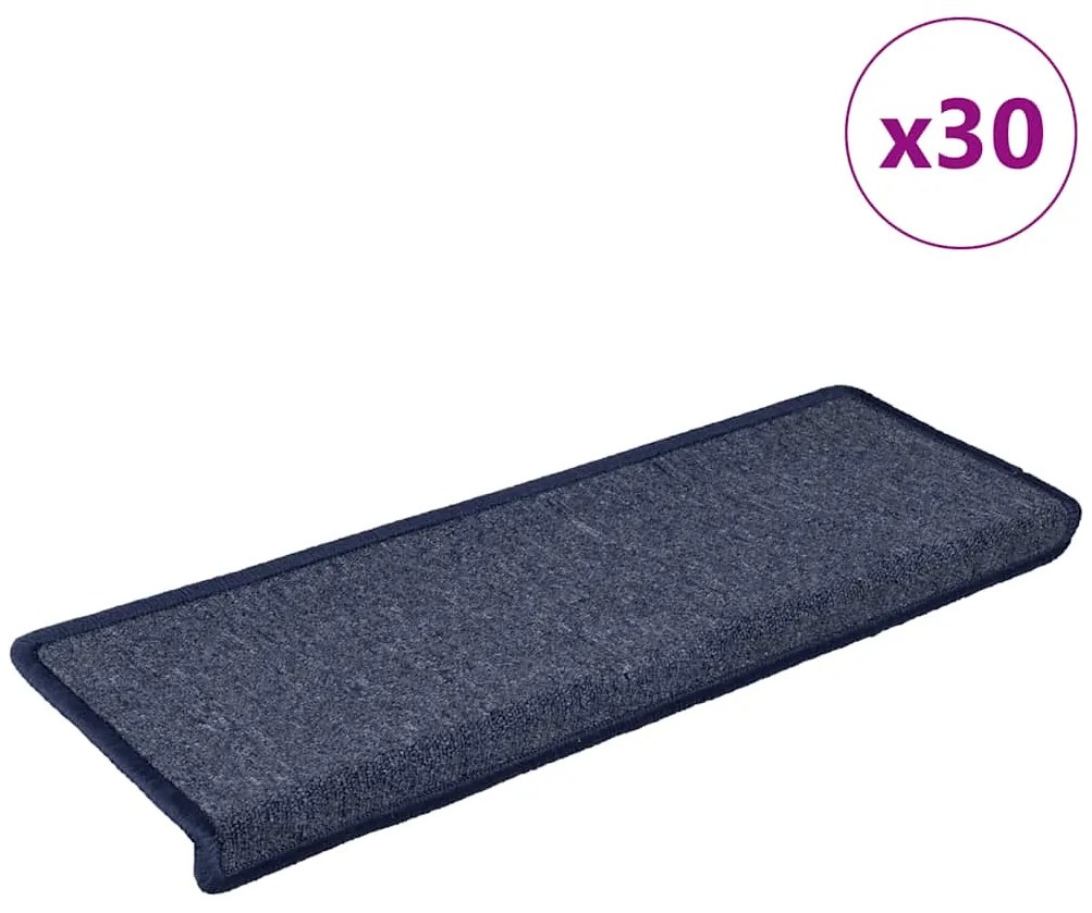Tapetes de escadas 30 pcs 65x21x4 cm cinzento e azul