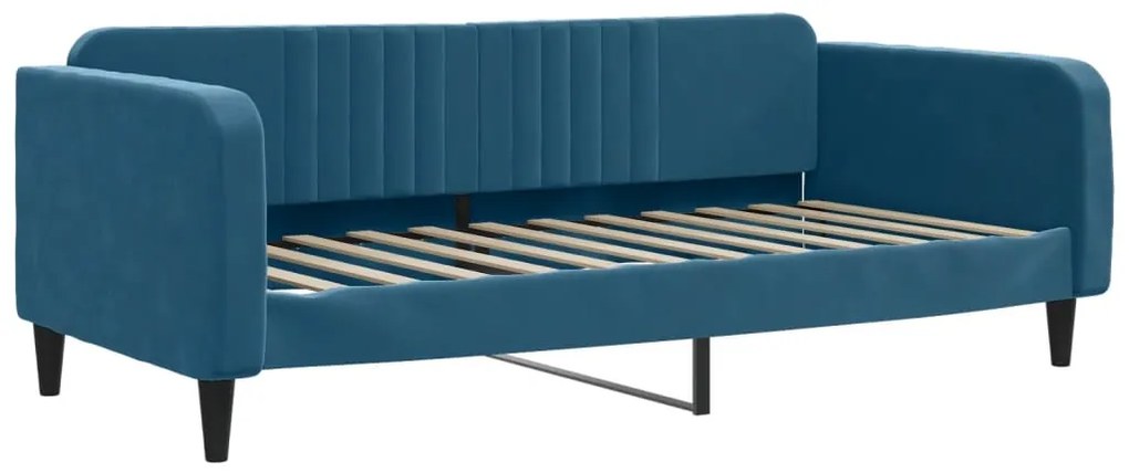 Sofá-cama com gavetão e gavetas 90x200 cm veludo azul
