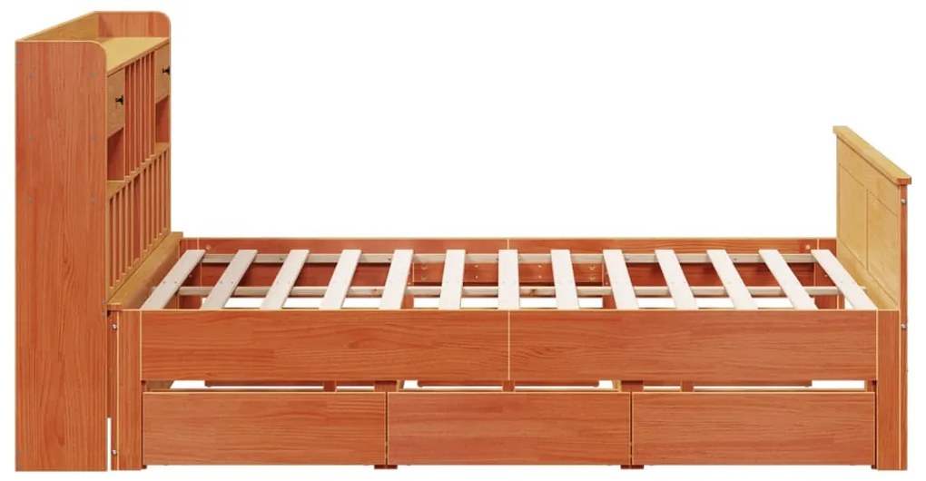 Cama com estante sem colchão 200x200 cm pinho maciço