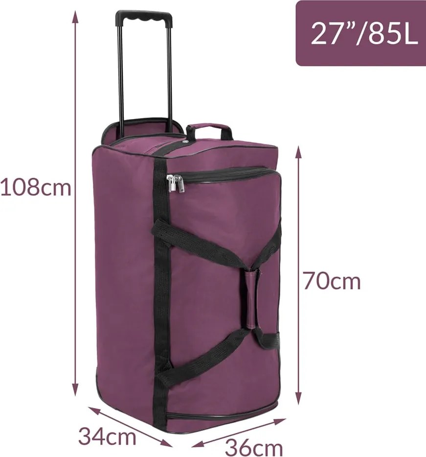 Saco de viagem com rodas 85L 70 x 36 x 34 cm Violeta