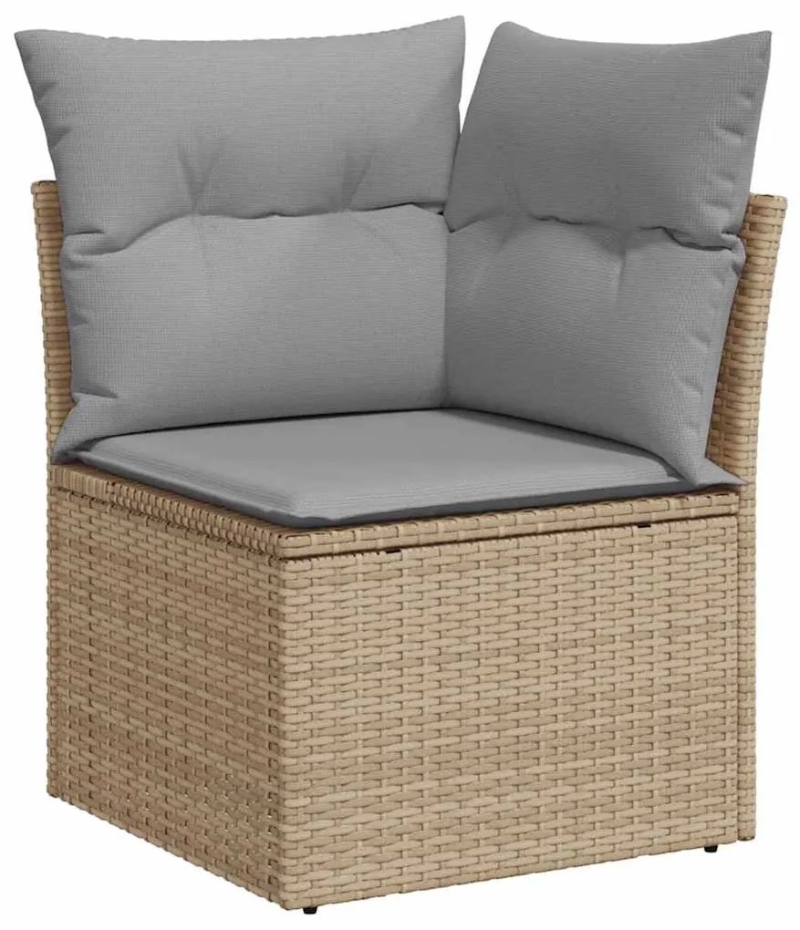 Conjunto de Sofá de Jardim vidaXL 7 Peças com Almofadas Bege Rattan Po