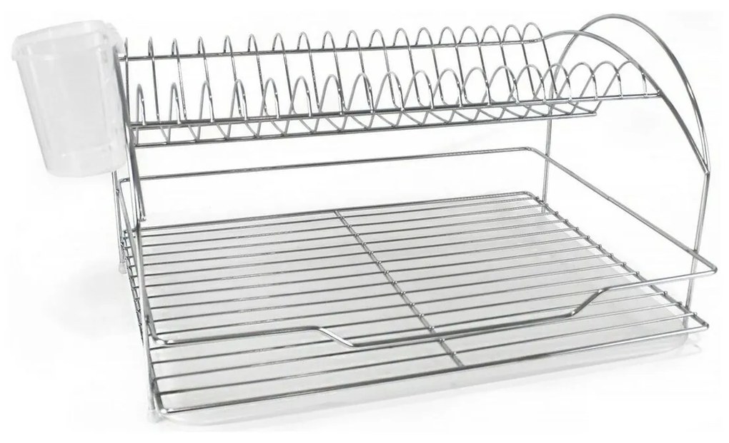 Escorredor de Louça Quttin Prateado Metal Branco Plástico (46,5 x 35,5 x 26 cm)