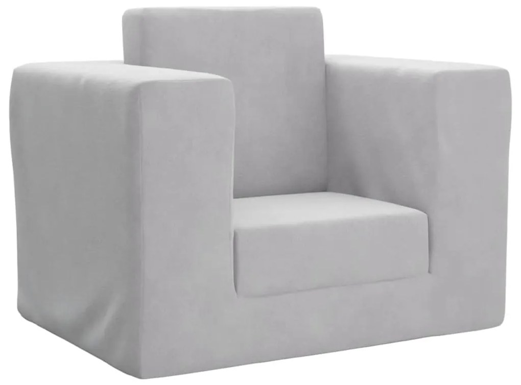 vidaXL Sofá-cama infantil pelúcia macia cinzento-claro