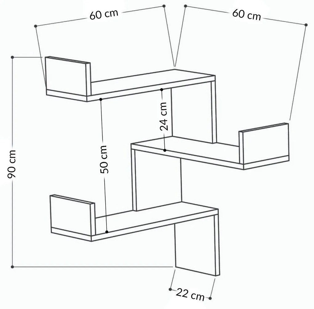 Prateleira de Parede Luksa – Branco – 60x90x60 cm