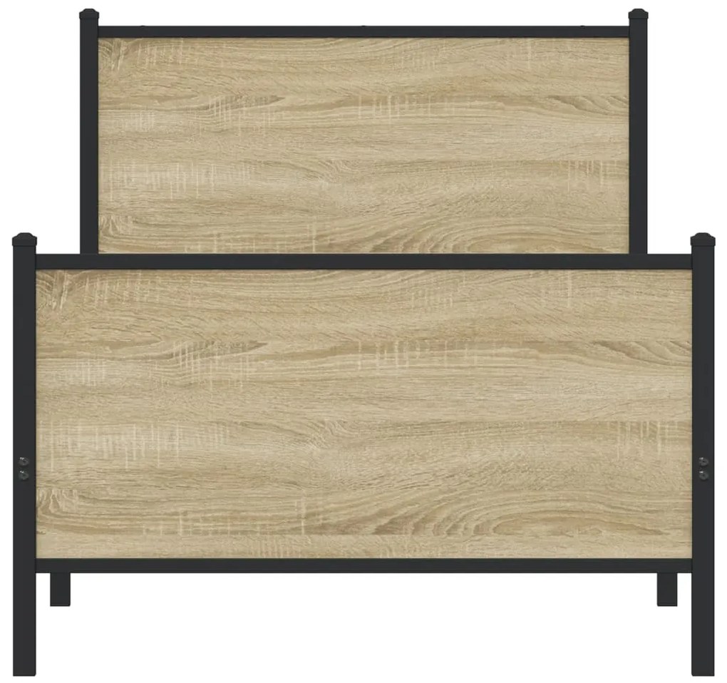Estrutura de cama sem colchão 90x190 cm metal carvalho sonoma