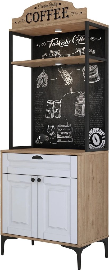 Armário Alto de Cozinha "Avellano" - Nogueira e Branco - 70x170.4x40cm