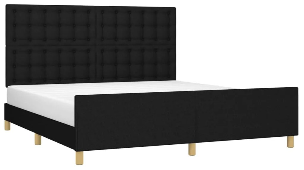 Estrutura de cama sem colchão 160x200 cm tecido preto