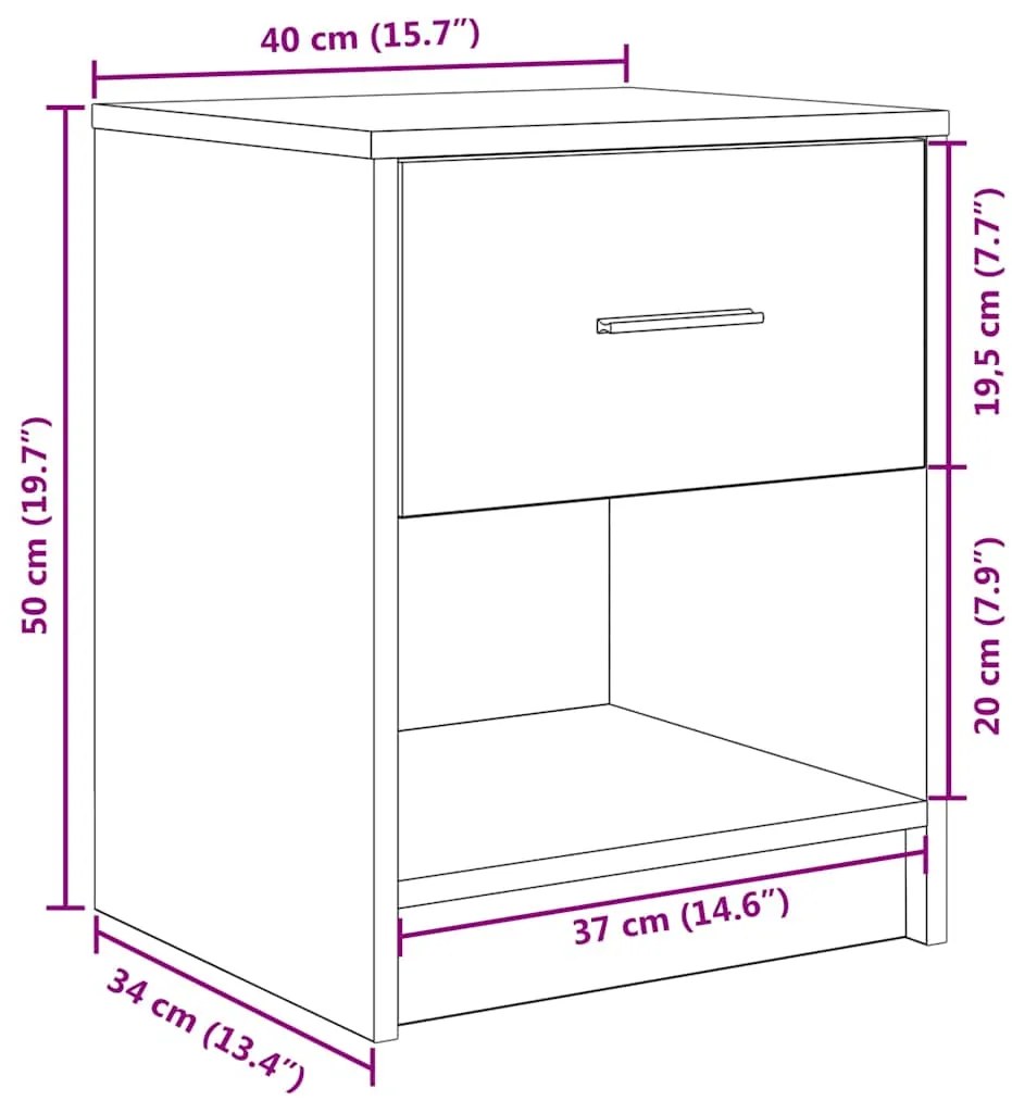 Mesas de cabeceira 2 pcs com gaveta 40x34x50 cm branco
