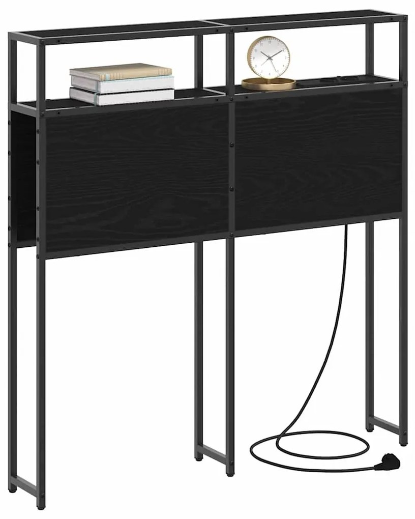 Cabeceira de armazenamento com cabeceira Carvalho Preto 100 cm