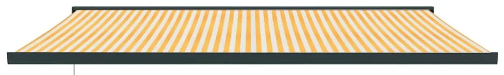 Toldo retrátil 5x3 m tecido e alumínio amarelo e branco