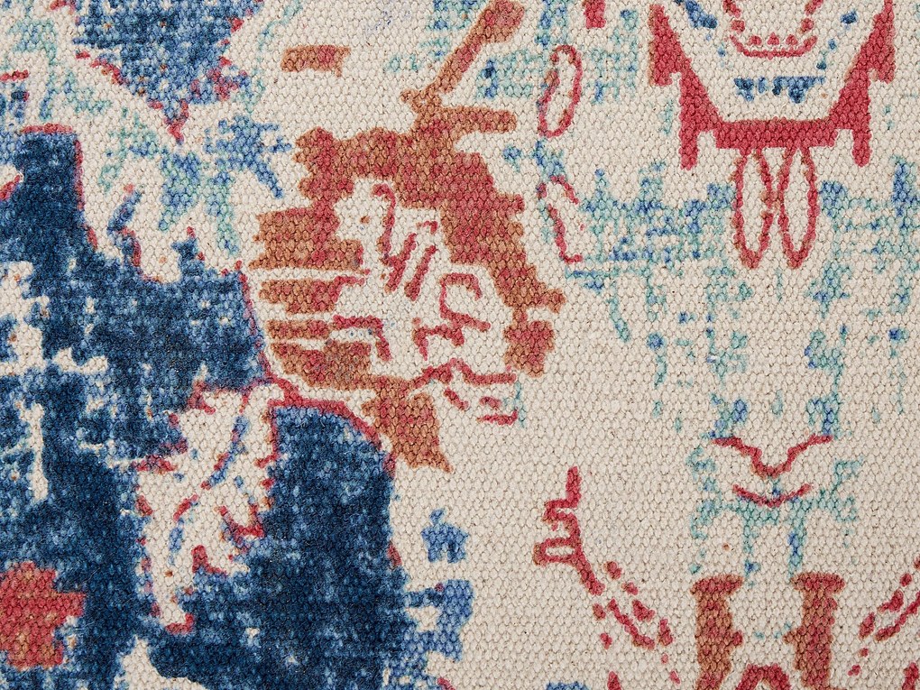 Pufe de algodão multicolor 50 x 50 x 20 cm OUED Beliani