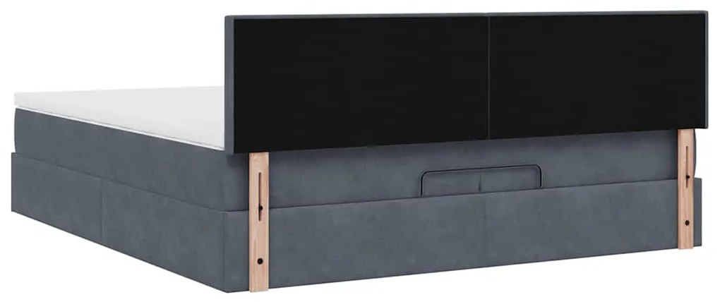moldura de cama otomana vidaXL com colchão cinza escuro veludo